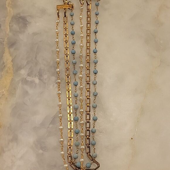 Dauphine New York Gold Goddess Boho Festival Headband HeadPiece Pearl Turquoise
